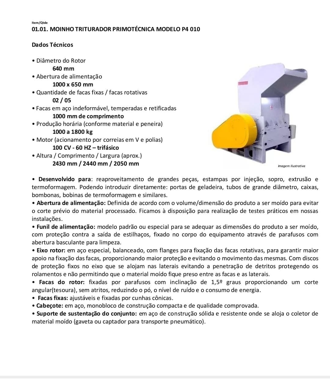 Moinho 1000mm Com Motor de 100cv - Primotecnica — foto 2